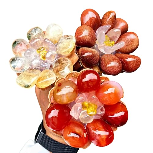 Hand Carved Crystal Rose Flower Reiki Healing Home Decor Gift for Women 1pc (1 piece/strawberry quartz)