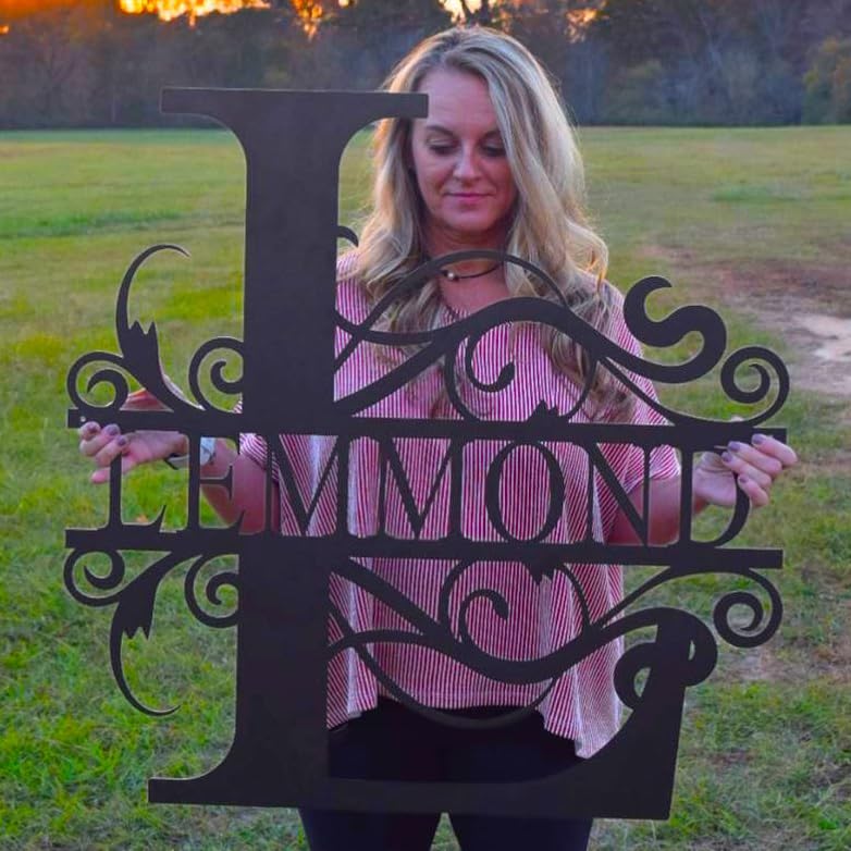 Riverside Designs Custom Metal Monogram Wall Art, Personalized Name and Initial, Steel, Wall Mounted