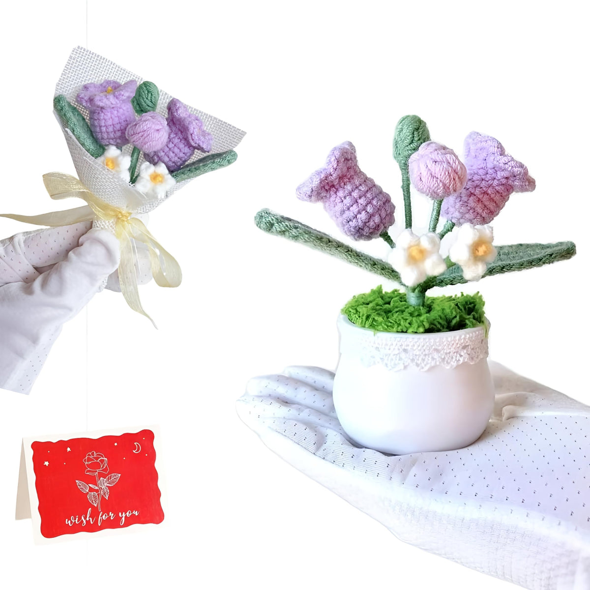 Mini White Daisy Artificial Flowers-Crochet Flower Centerpieces for Tables, DIY Crafts Picture Frames Small Welcome Work Gifts for Employee Teachers Friends Home Party Decor (White Daisy)