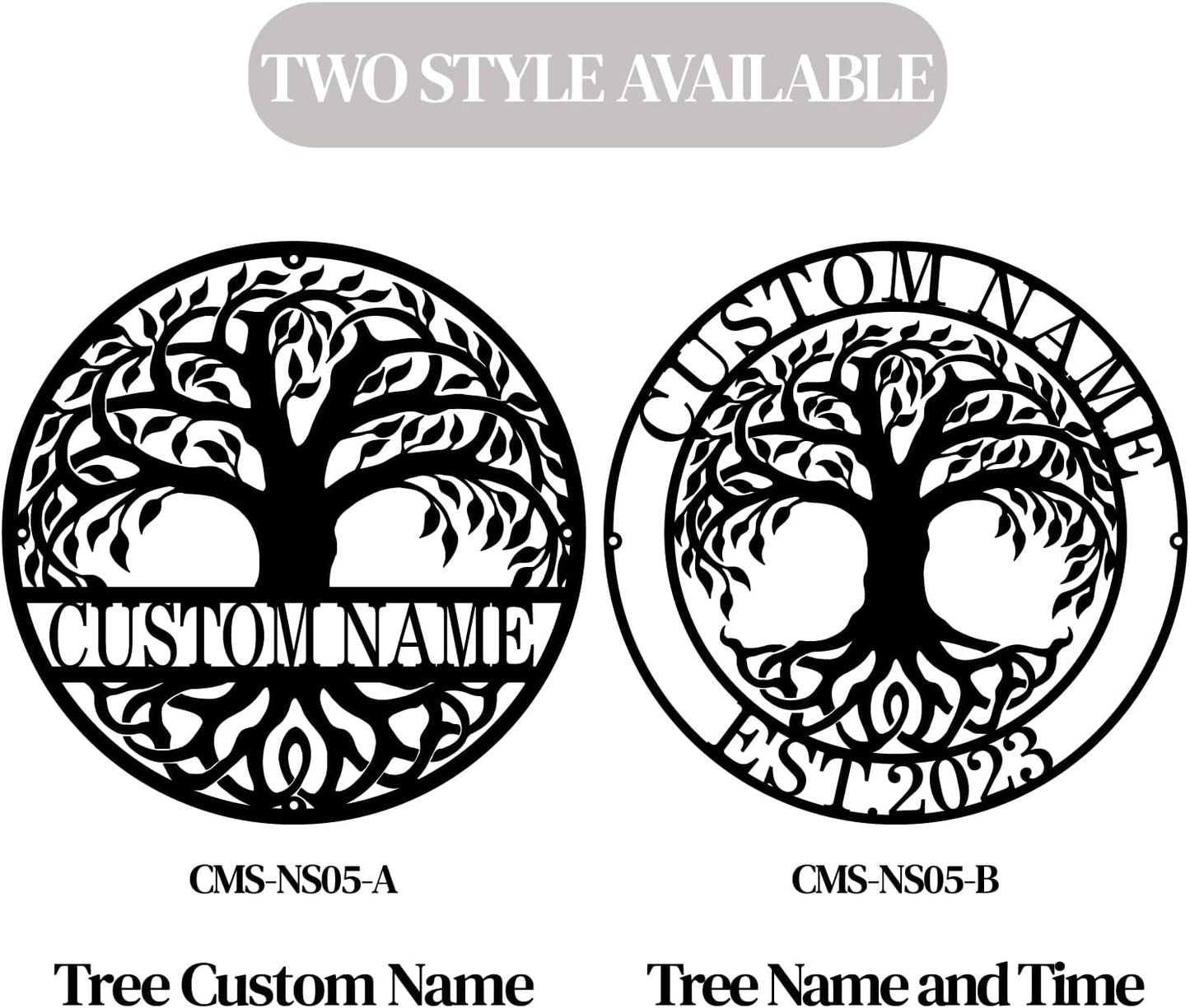 Established Family Tree Name Sign, Personalized Metal Signs Tree of Life Wall Art Decor, Customized Family Names