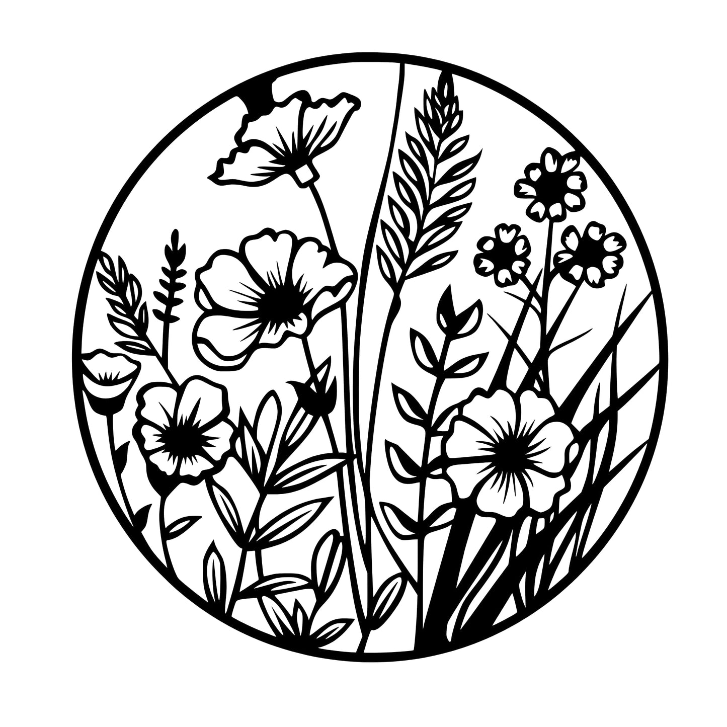 Metal Wall Decor | 27'' x 27'' x 0.05'' Flowers Themed Metal Wall Art | Handmade Indoor and Outdoor Wall Decorations