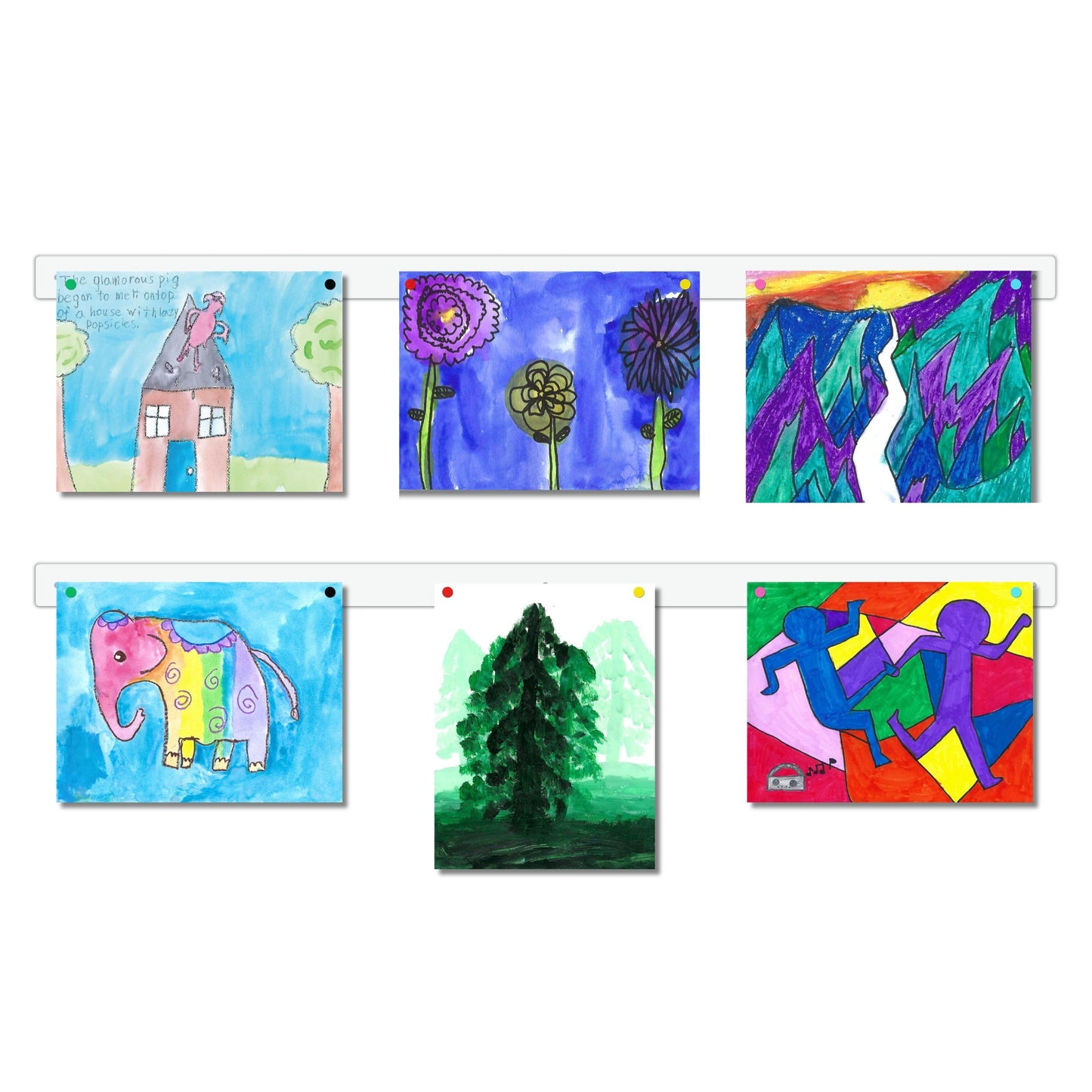 Magnetic Art Display for Kids Artwork - Kids Art Display - Artwork Display for Kids Art for Wall - Picture Hanging System - Display Children Artwork - Magnet Bar (White, 23in)