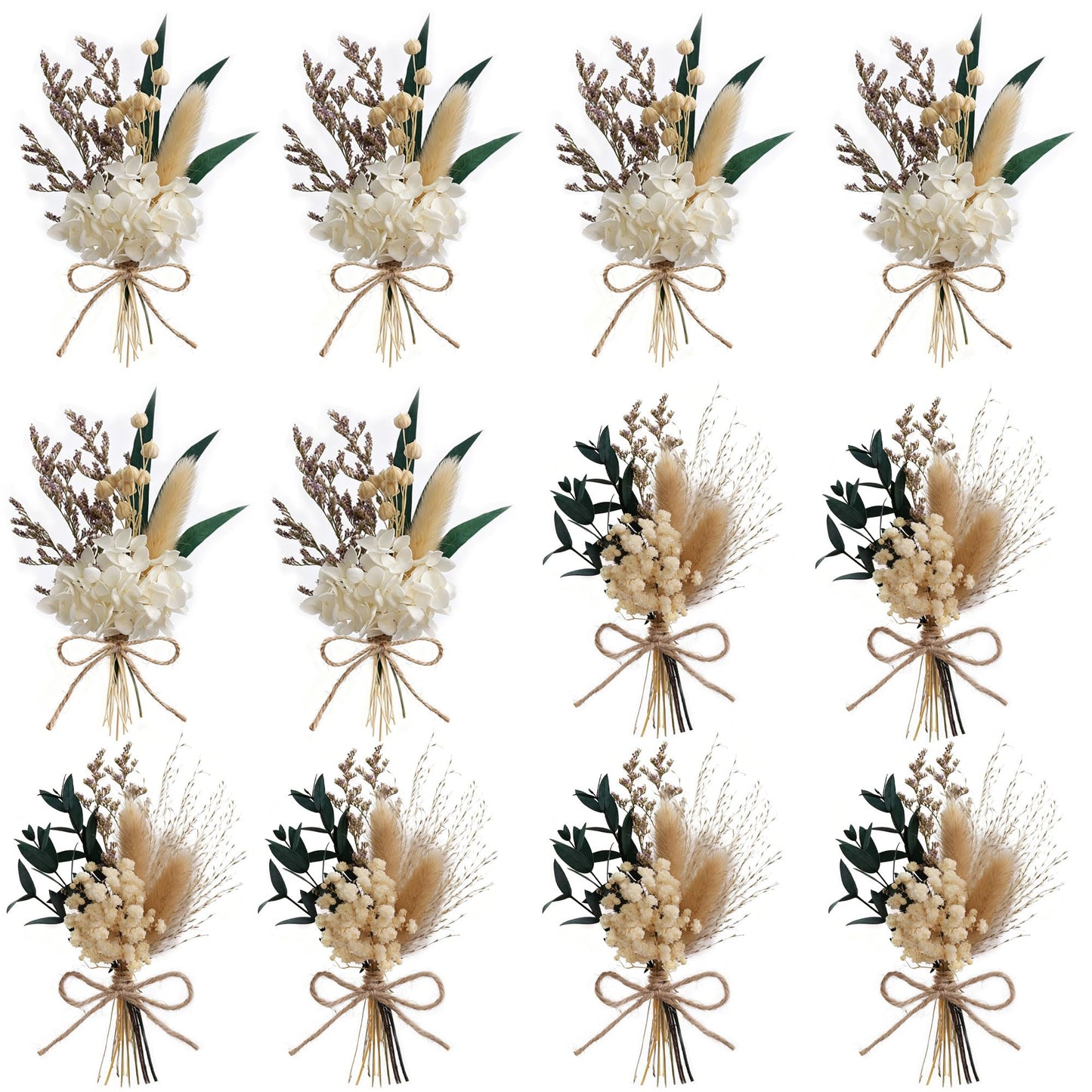 xin's convey Mini Flower Bouquet Set (12pcs), Cake Bouquet, Dried Flower Decoration, Shooting Prop, Envelope Decoration Dried Flower(Primary Colour)