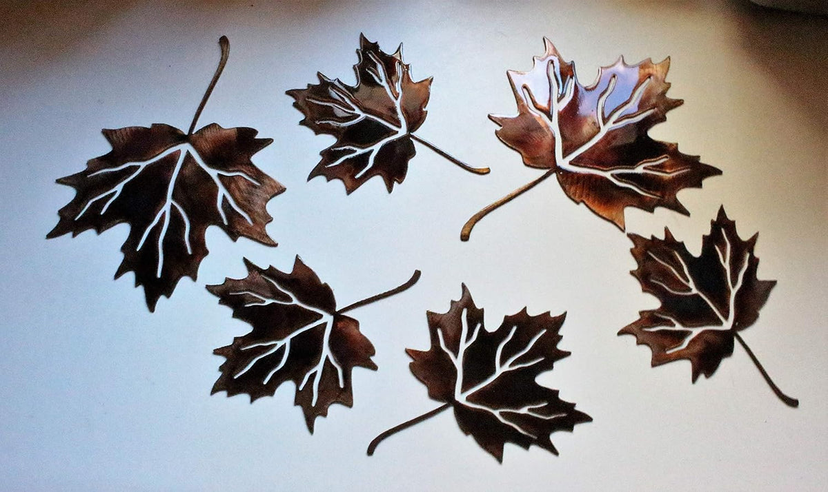 HG Artworks Metal Wall Art Maple Leaves Set of 6