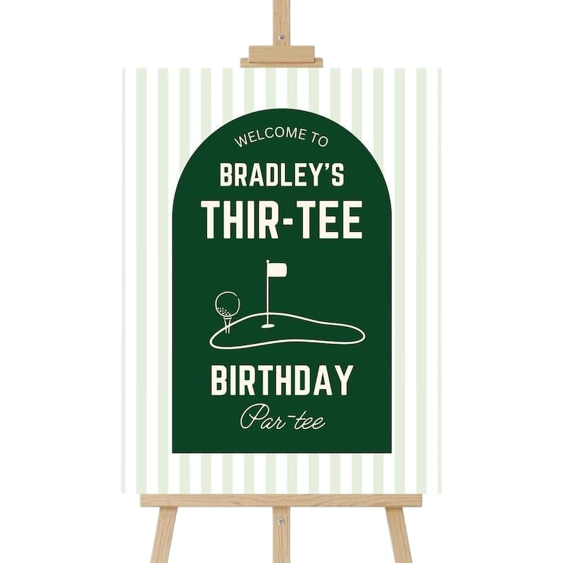Personalized Golf Birthday Welcome Sign, Custom 30th Party Poster, Golf Themed Celebration Decoration, Golfer Event Entrance Board, Customized Birthday Party Signage, Golfs Lover Decor Display