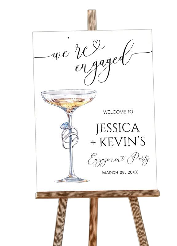 Custom Engagement Party Welcome Sign – Personalized Minimalist Polaroid Style Photo Board for Couples – Unique Wedding Reception Decor, Bridal Shower Entry Sign, Elegant Customizable Event Display