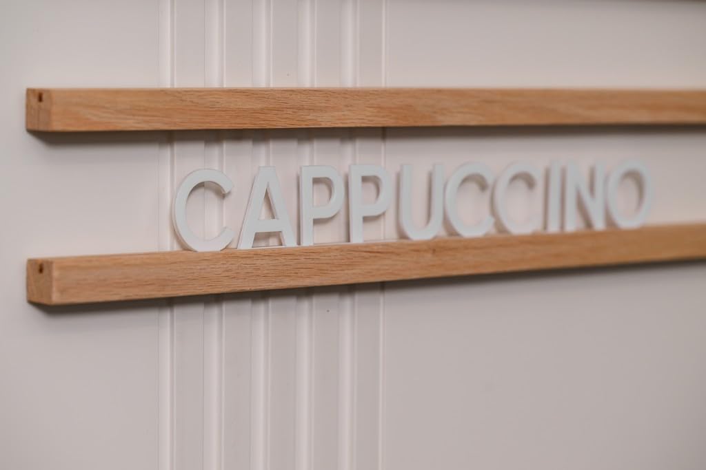 Inko Horeca Wooden Wall Menu Board - 10 Oiled Oak Rails + 400 White Letters - Changeable Letter Shelf Display for Cafe, Restaurant & Home Decor