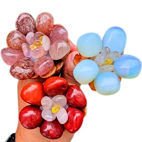 Hand Carved Crystal Rose Flower Reiki Healing Home Decor Gift for Women 1pc (1 piece/strawberry quartz)