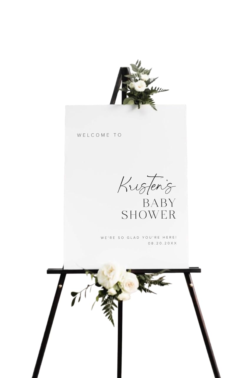 Personalized Storybook Baby Shower Welcome Sign - Custom Floral Book Theme Poster for Little Girl or Boy - Elegant Entrance Party Sign Board Decoration - Event Display for Baby Celebration