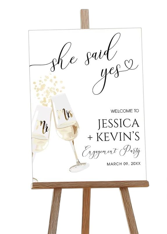 Custom Engagement Party Welcome Sign – Personalized Minimalist Polaroid Style Photo Board for Couples – Unique Wedding Reception Decor, Bridal Shower Entry Sign, Elegant Customizable Event Display