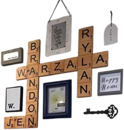 Home Decor Wall 3.5" Large Scrabble Tiles Letters Wood Wall Rustic Art Family Living Room Bedroom Kitchen Gift For Husband Wife Personalized