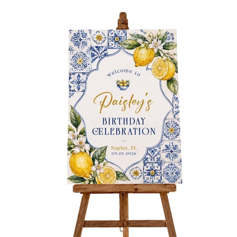 Personalized Photo Birthday Welcome Sign Custom Floral Poster Elegant Wildflower Party Entrance Board Unique Event Decor Customizable Picture Display for Birthday Celebration Girls Boys Adults