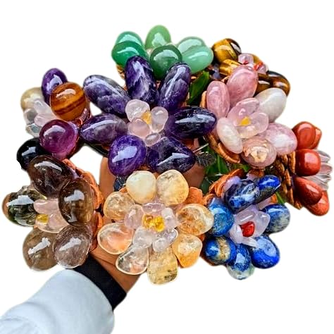Hand Carved Crystal Rose Flower Reiki Healing Home Decor Gift for Women 1pc (1 piece/strawberry quartz)
