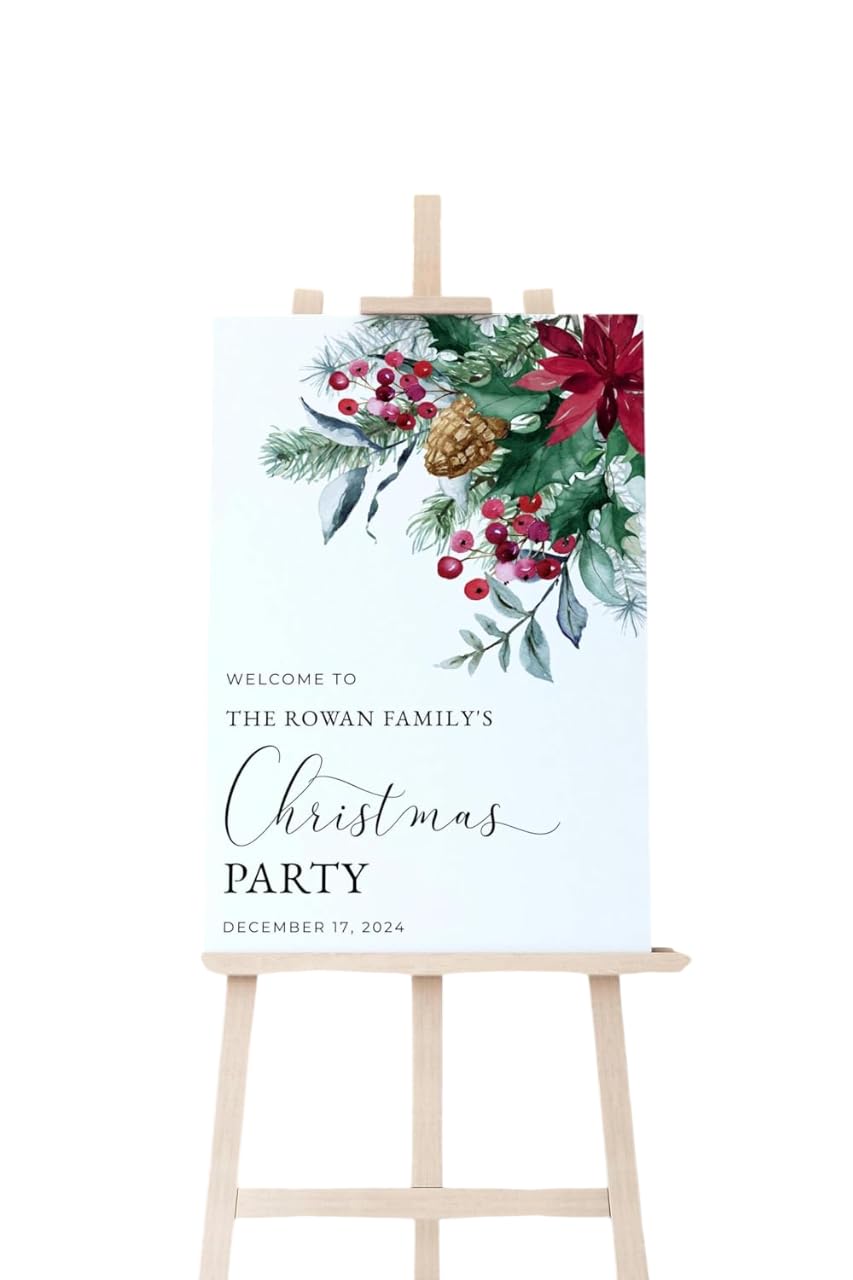 Personalized Christmas Welcome Sign for Centerpieces, Elegant Holiday Table Décor, Custom Winter Party Decoration, Festive Display Board for Xmas Gathering, Home Celebration or Office Events