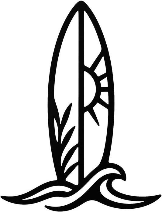 Surfboard Metal Wall Art, Minimalist Metal Wall Silhouette, Wall Decor (Black,12 inch)