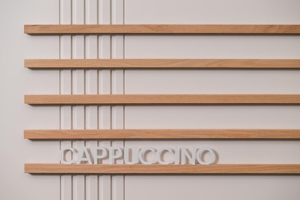 Inko Horeca Wooden Wall Menu Board - 10 Oiled Oak Rails + 400 White Letters - Changeable Letter Shelf Display for Cafe, Restaurant & Home Decor