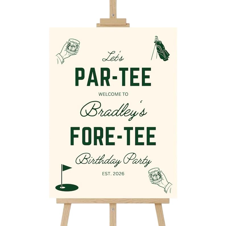 Personalized Golf Birthday Welcome Sign, Custom 30th Party Poster, Golf Themed Celebration Decoration, Golfer Event Entrance Board, Customized Birthday Party Signage, Golfs Lover Decor Display