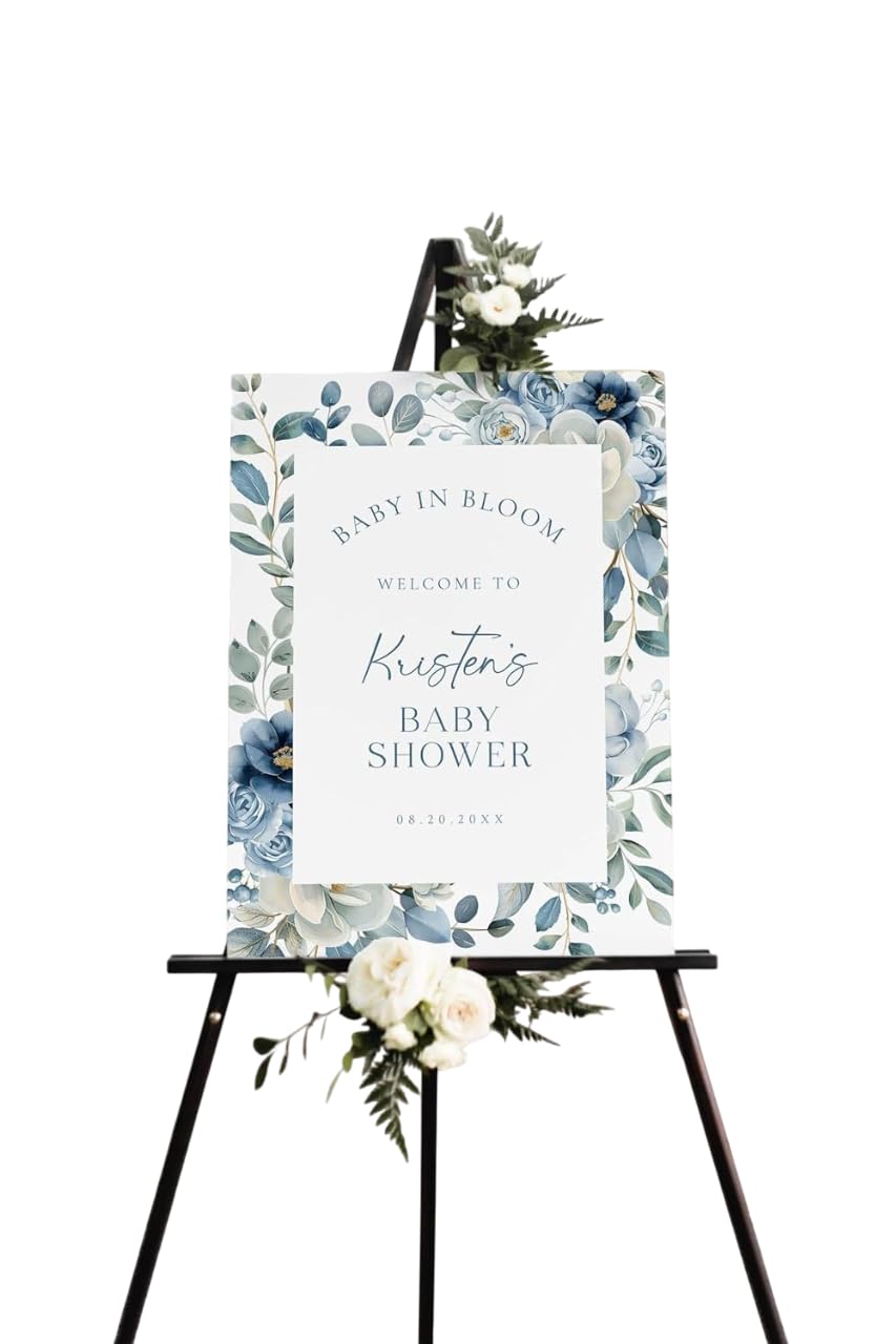 Personalized Storybook Baby Shower Welcome Sign - Custom Floral Book Theme Poster for Little Girl or Boy - Elegant Entrance Party Sign Board Decoration - Event Display for Baby Celebration
