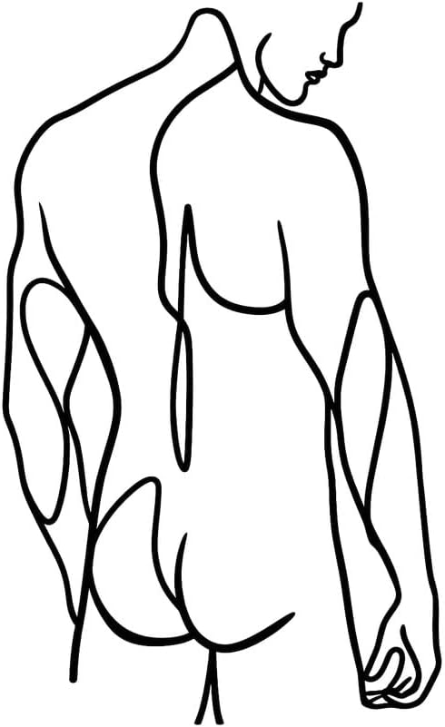 Male Body Nude Line Art Metal Wall Art, Black Wrought Iron Style Wall Decor, Living Room Bedroom Decor, Above Bed Decor, Unique Home Decor Gift (Black,12 inch)