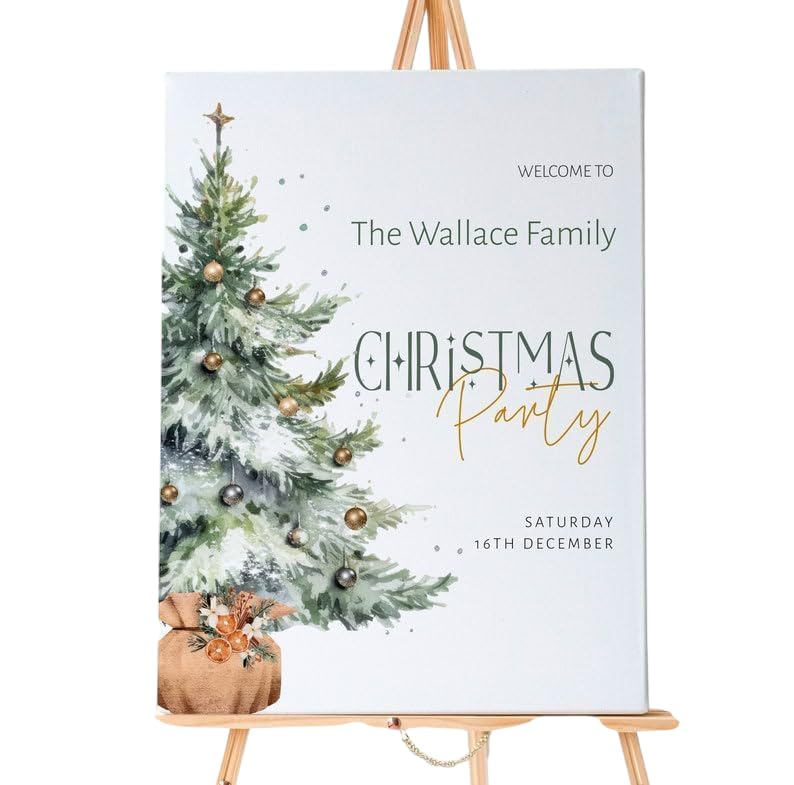 Personalized Christmas Welcome Sign with Red Bow, Elegant Winter Holiday Party Decoration, Custom Festive Event Poster, Seasonal Entrance Display for Celebration, Indoor Outdoor Welcome Board