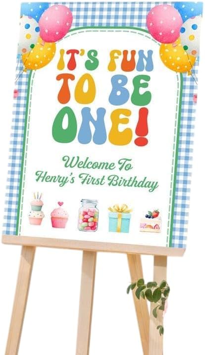 Personalized It's Fun To Be One Birthday Welcome Sign Custom First Birthday Party Poster 1st Celebration Decor Unique Baby Welcome Board First Bday Event Sign Custom Photo Party Display