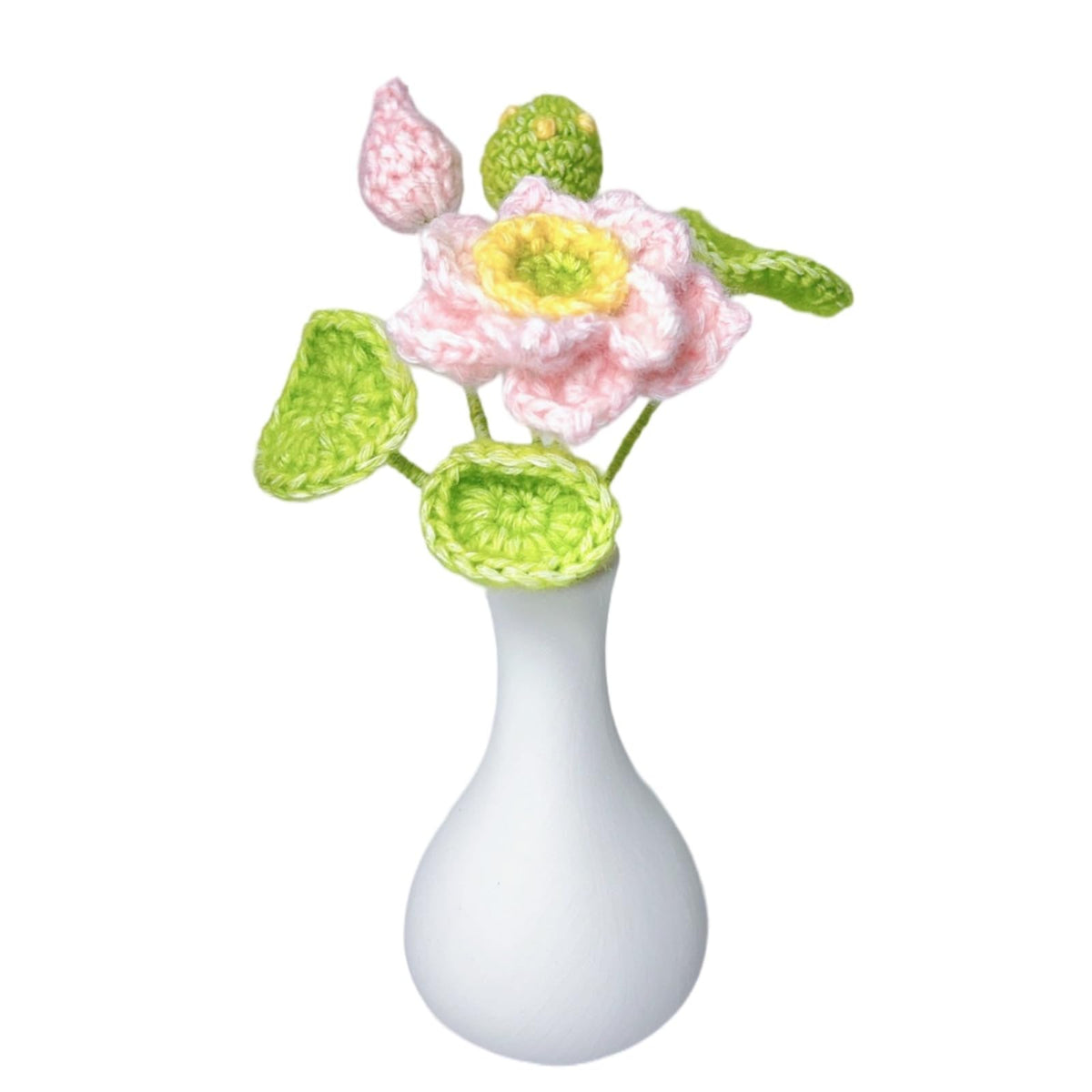 Mini White Daisy Artificial Flowers-Crochet Flower Centerpieces for Tables, DIY Crafts Picture Frames Small Welcome Work Gifts for Employee Teachers Friends Home Party Decor (White Daisy)