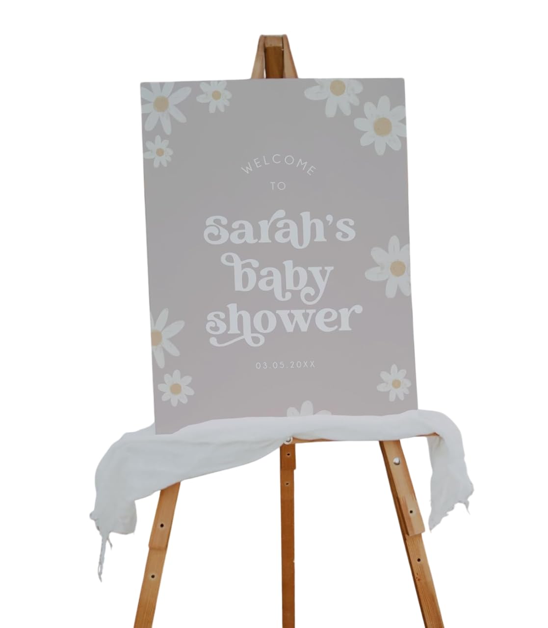 Daisy Baby Shower Welcome Sign Custom Personalized Floral Poster Elegant Pink and White Entrance Decoration Modern Event Display Board for Girl Baby Shower Party Decor Indoor Outdoor Celebration