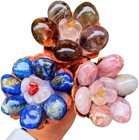 Hand Carved Crystal Rose Flower Reiki Healing Home Decor Gift for Women 1pc (1 piece/strawberry quartz)