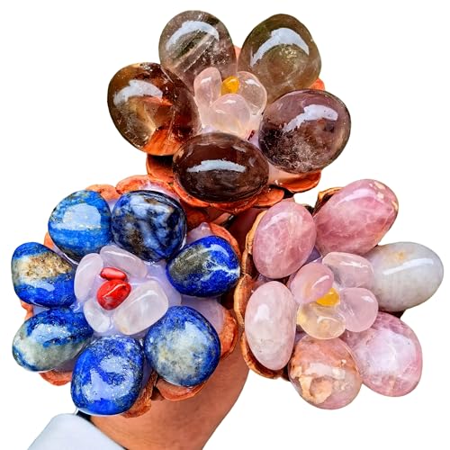Hand Carved Crystal Rose Flower Reiki Healing Home Decor Gift for Women 1pc (1 piece/strawberry quartz)