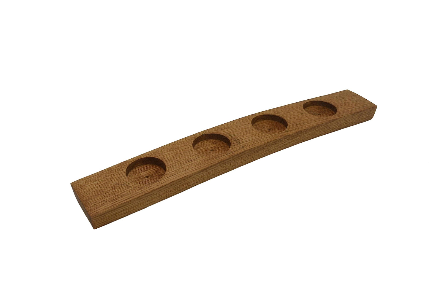Personalized Handmade Bourbon, Scotch 4 Glass Whiskey Tasting Flight Board Made From a Kentucky Bourbon Barrel Stave (Golden Oak)(Glasses NOT included)