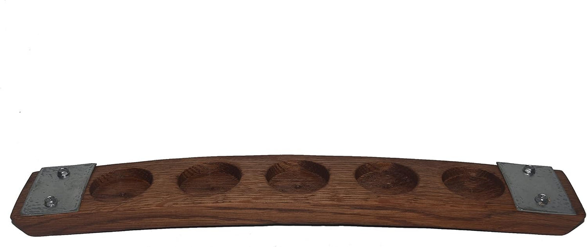 Personalized Laser Engraved Whiskey Glass Flight Tasting Board Holder 3, 4 or 5 Made from a Kentucky Bourbon barrel stave (Glasses Not Included) (5 Glass, English Chestnut)