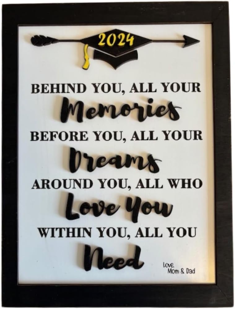 Graduation Keepsake Sign, Personalized Graduate Gift, 3D Laser Cut Message Board, Wall Hanging or Easel Display