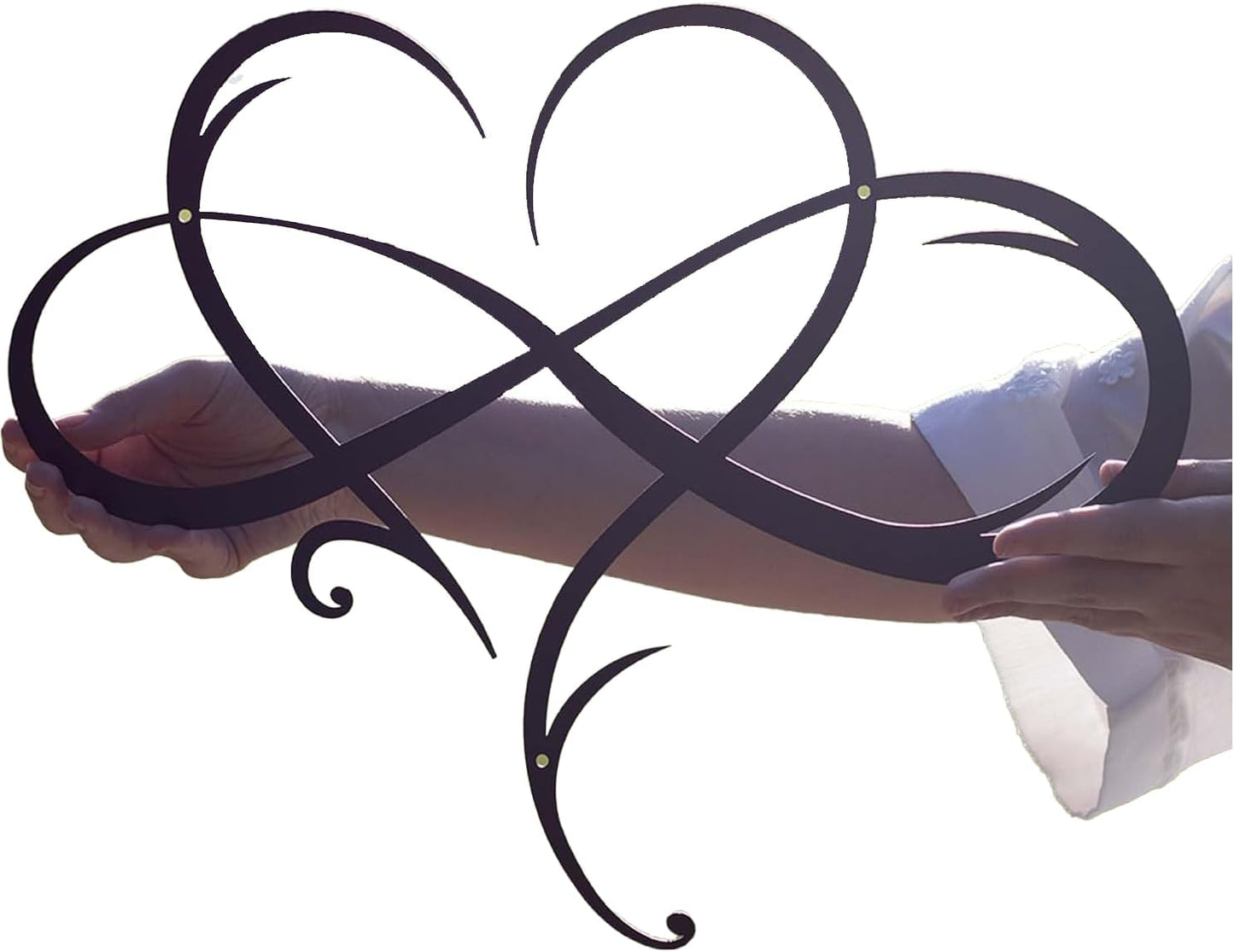 Infinity Heart Metal Wall Art, Modern Love Symbol Home Decor | Intertwined heart and infinity design in 16-gauge steel with a matte powder-coated finish for indoor or outdoor display.