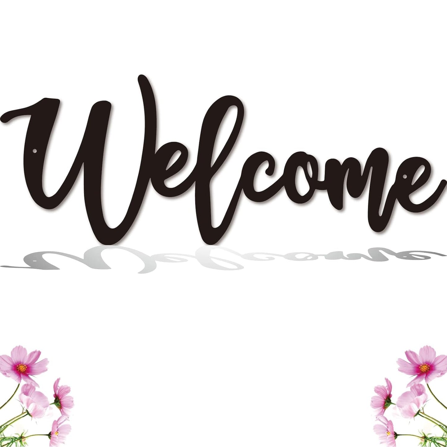 Welcome Metal Sign, Welcome Wall Decor,Welcome Signs Wall Art,Welcome Cutout Letters Hanging for Home, Office, Living Room Decor (14 inch, Black)