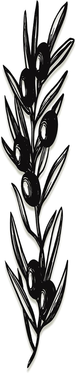 Olive Leaf Metal Wall Art – Botanical Leaf Wall Decor, Minimalist Metal Wall Hanging, Modern Home Gift, Black, Gold, Silver, White & Bronze