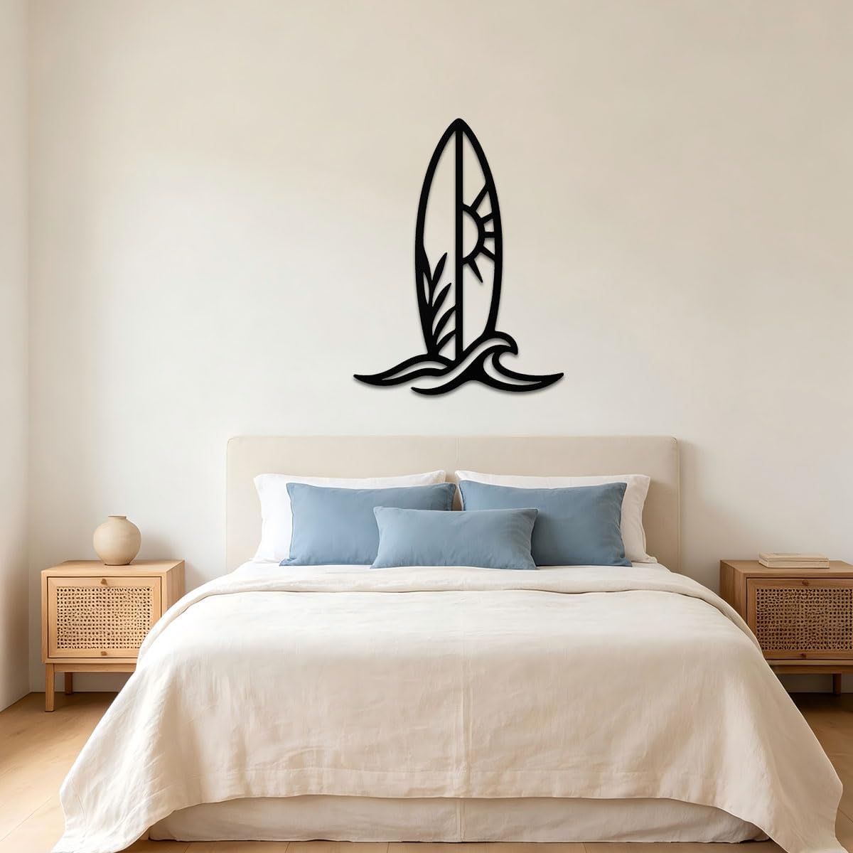 Surfboard Metal Wall Art, Minimalist Metal Wall Silhouette, Wall Decor (Black,12 inch)