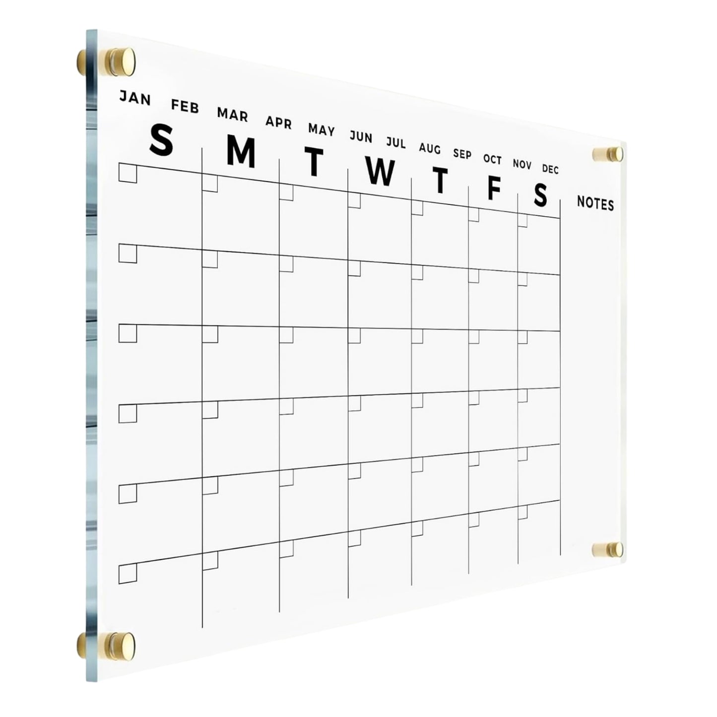 Acrylic Wall Premium Calendar with Black Hardware - Monthly and Weekly Board Family Planner - Dry Erase Calendar Family Calendar - Marker (Black Standoff, 24”x18” (Regular))