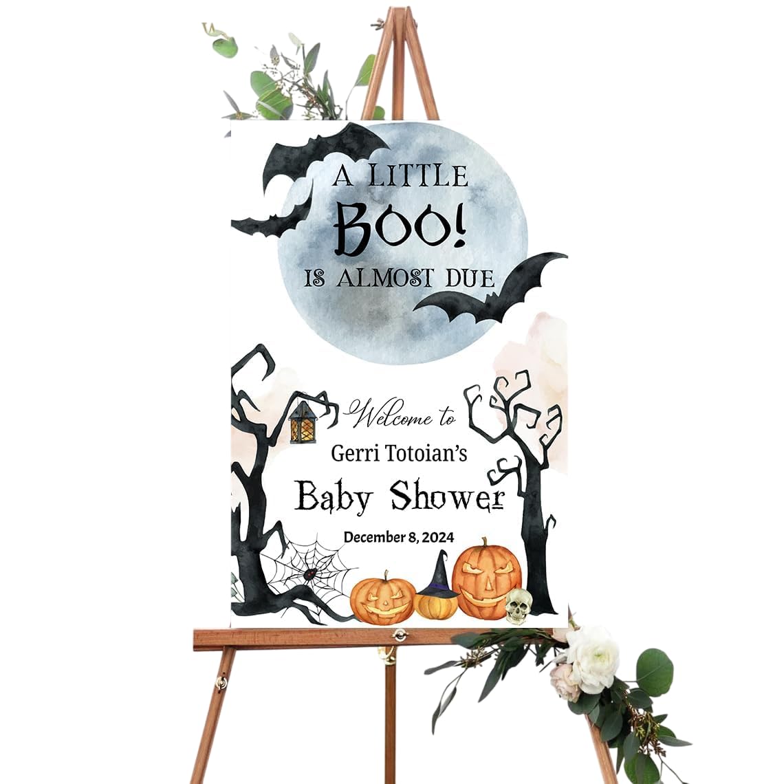 Halloween Baby Shower Welcome Sign Outdoor Yard Decor Waterproof Durable Party Decorations Pumpkin Theme Gender Reveal Fall Celebration Weather-Resistant Reusable Display Board