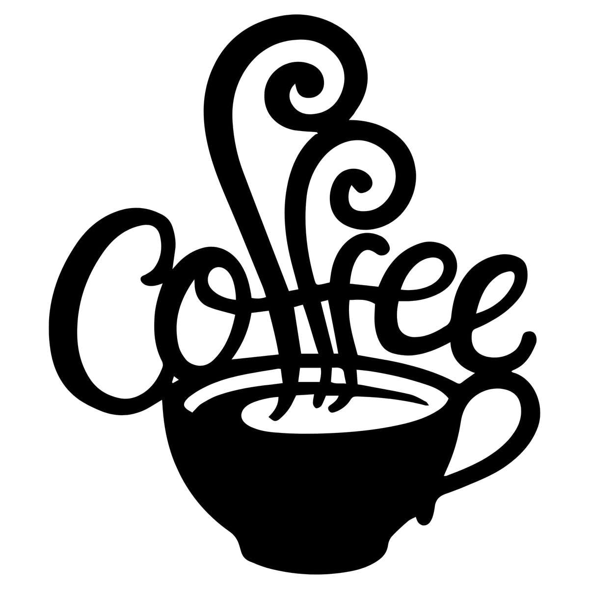Coffee Cup Metal Wall Art for Kitchen Decor, Coffee Bar or Cafe Steel Sign