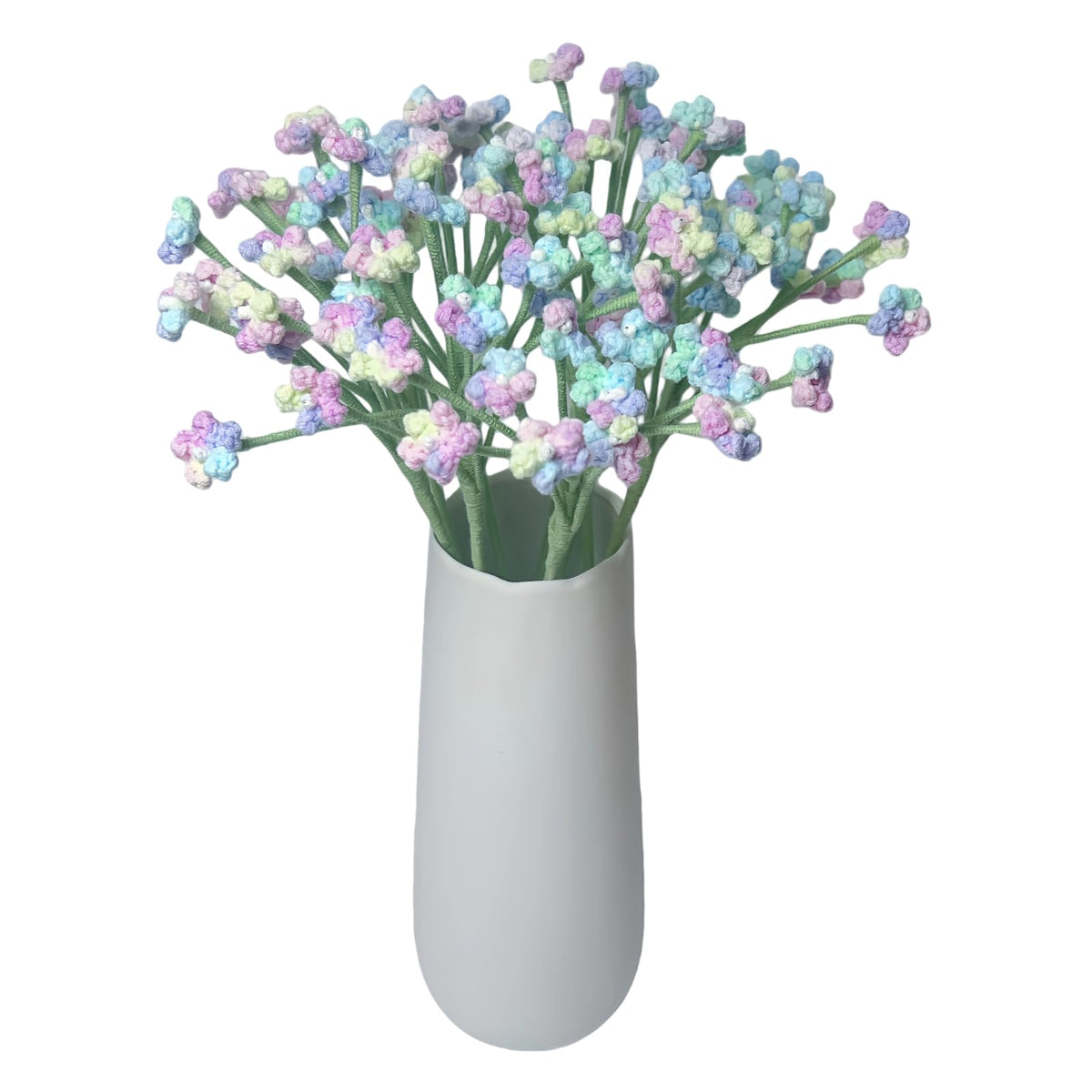 3Pcs Handmade Crochet Baby's Breath Bouquet, Bendable Stem Gypsophila, Forever Yarn Flower for Graduation Mother's Day Birthday Gift, Boho Farmhouse Desk Bedroom Home Decor(Pink)