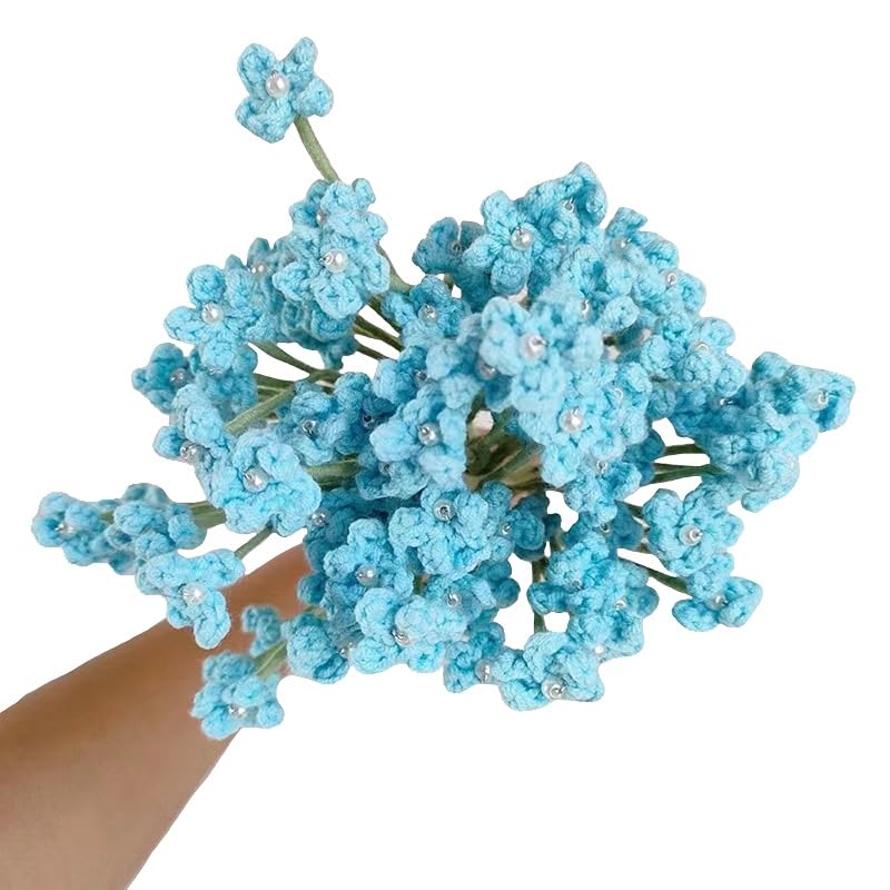 Handmade Babys Breath Artificial Flowers, 6pcs Crochet Artificial Baby's Breath Fake Flowers, Knitted Real Touch Gypsophila Bouquet for Wedding Christmas Party Home Decor (White)