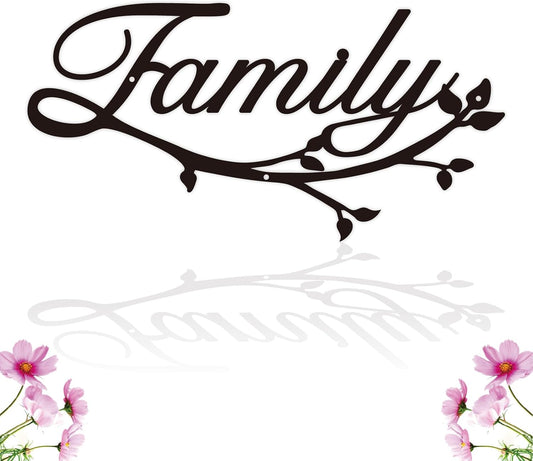 Metal Family Signs, Black, 12 x 7.99 inches, Modern Style, Wall Mount, Perfect for Home Decor, Gifts