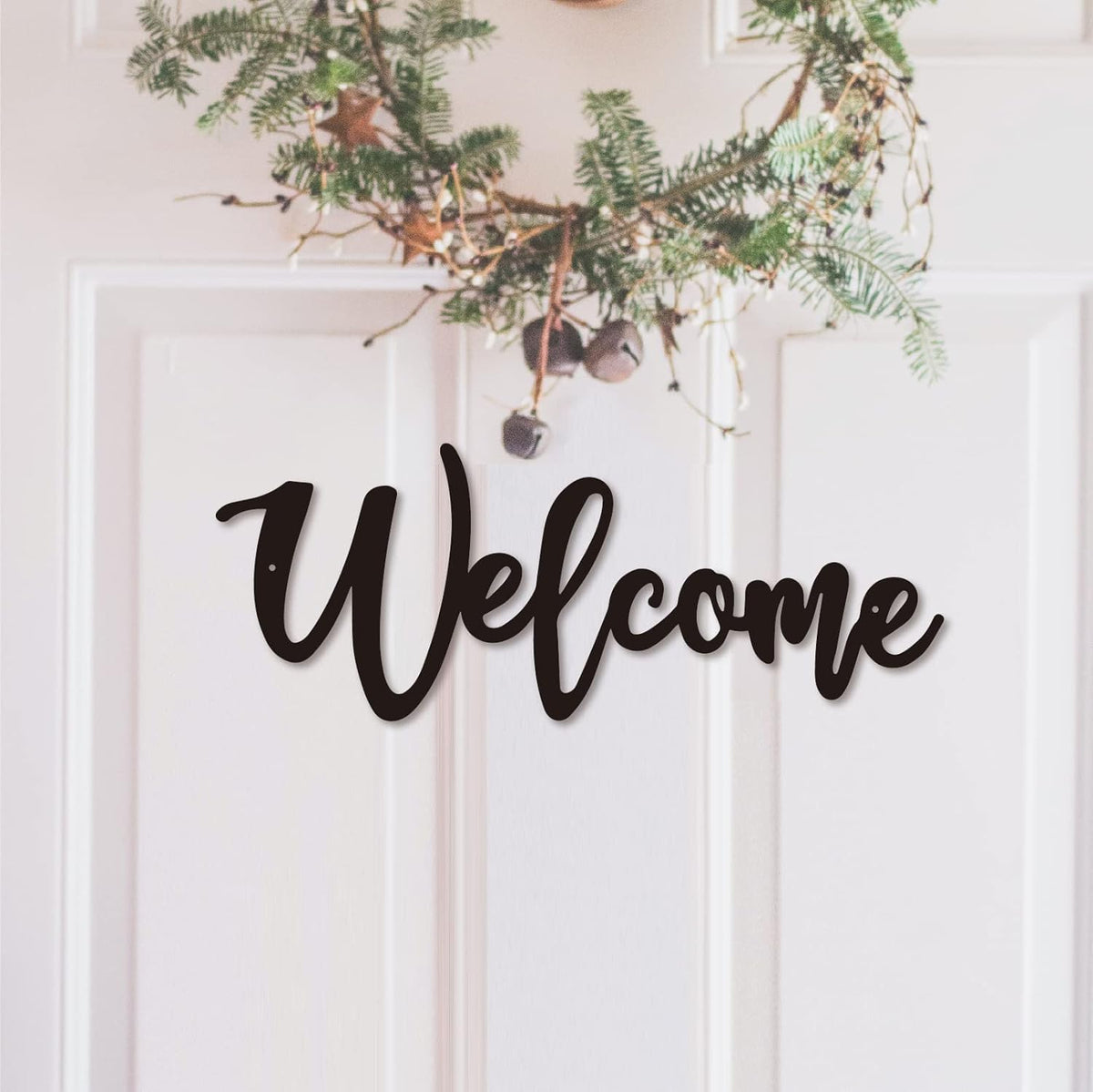 Welcome Metal Sign, Welcome Wall Decor,Welcome Signs Wall Art,Welcome Cutout Letters Hanging for Home, Office, Living Room Decor (14 inch, Black)