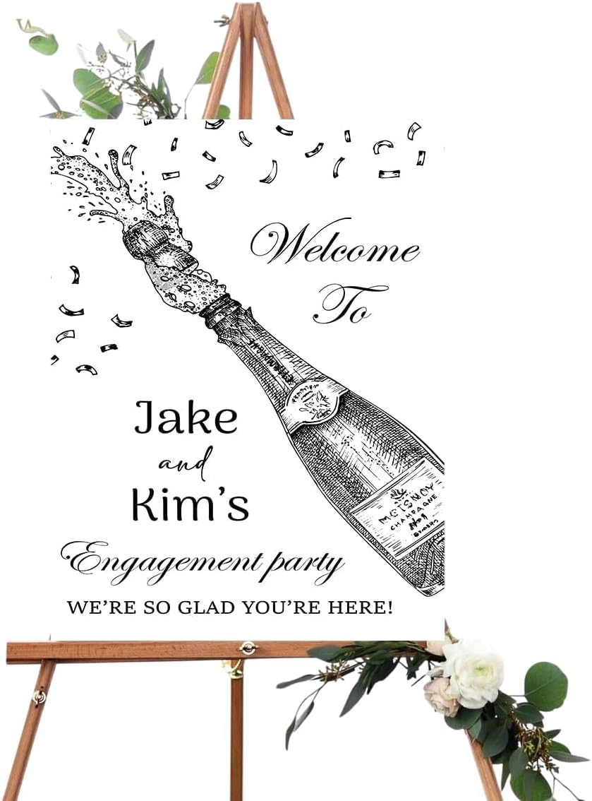 Personalized Custom Engagement Welcome Sign, Elegant Wedding Party Decor, Unique Engagement Decorations, Customizable Bridal Shower Sign, Rustic Event Display Board, Printed Photo Welcome Poster