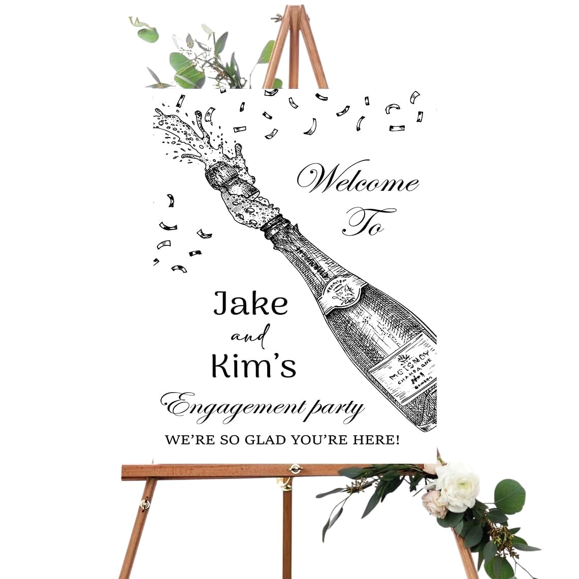Personalized Custom Engagement Welcome Sign, Elegant Wedding Party Decor, Unique Engagement Decorations, Customizable Bridal Shower Sign, Rustic Event Display Board, Printed Photo Welcome Poster