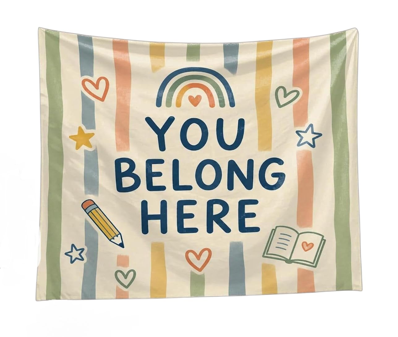 Classroom Tapestry Cute Grid Border Globe Pencil Poster Decor for School Teachers Bulletin Board Banner Composition Notebook Pattern Wall Art for Back to School Teacher Appreciation Classroom Decoration