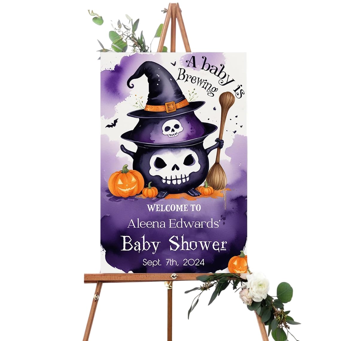 Halloween Baby Shower Welcome Sign Outdoor Yard Decor Waterproof Durable Party Decorations Pumpkin Theme Gender Reveal Fall Celebration Weather-Resistant Reusable Display Board