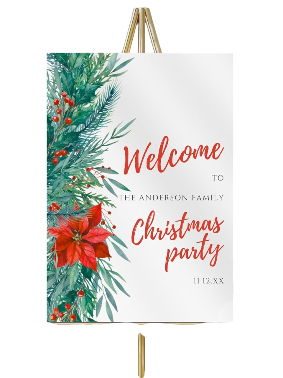 Personalized Christmas Welcome Sign for Centerpieces, Elegant Holiday Table Décor, Custom Winter Party Decoration, Festive Display Board for Xmas Gathering, Home Celebration or Office Events