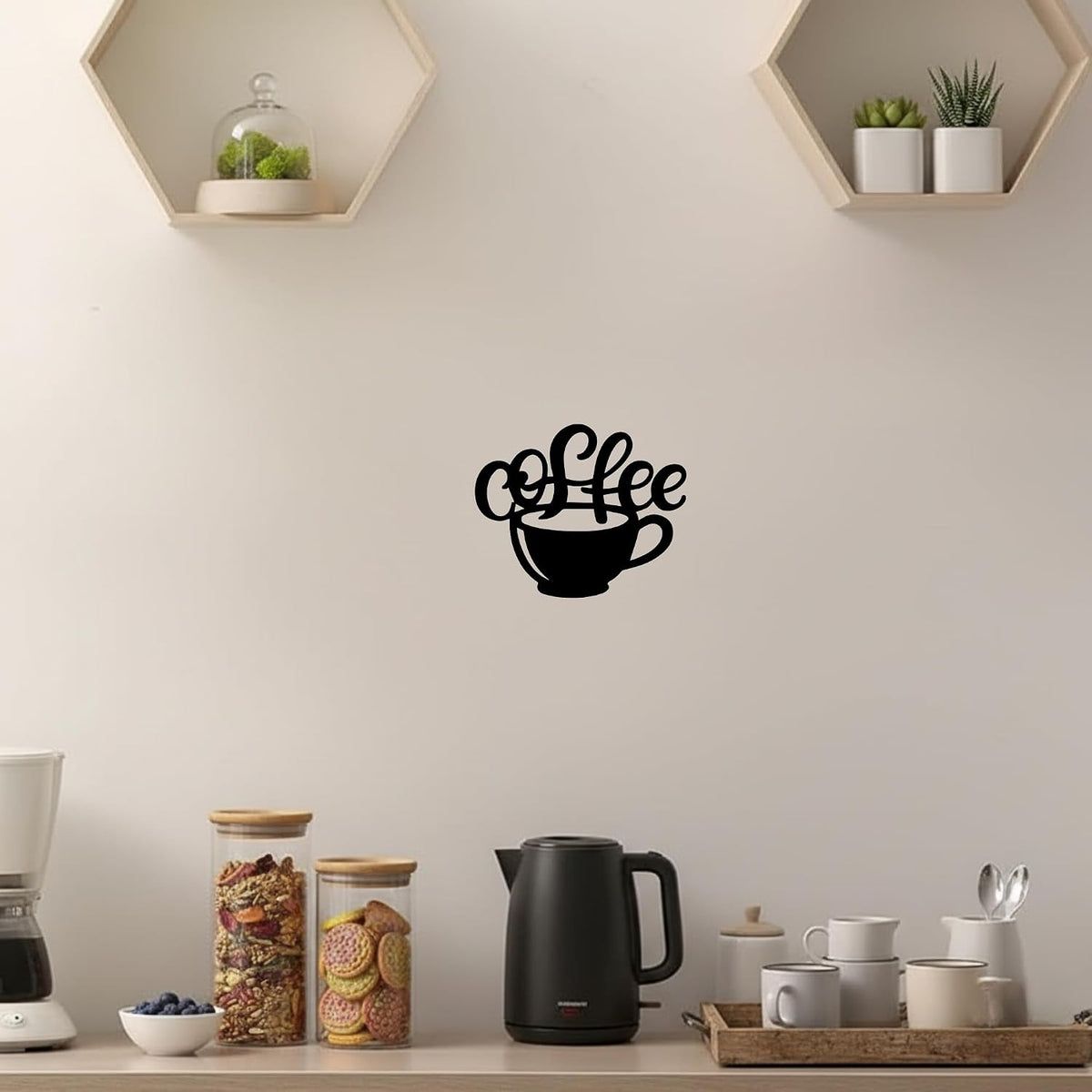 Coffee Cup Metal Wall Art for Kitchen Decor, Coffee Bar or Cafe Steel Sign