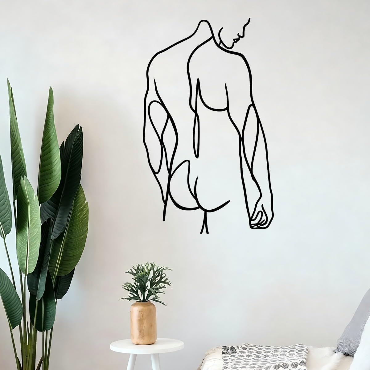 Male Body Nude Line Art Metal Wall Art, Black Wrought Iron Style Wall Decor, Living Room Bedroom Decor, Above Bed Decor, Unique Home Decor Gift (Black,12 inch)